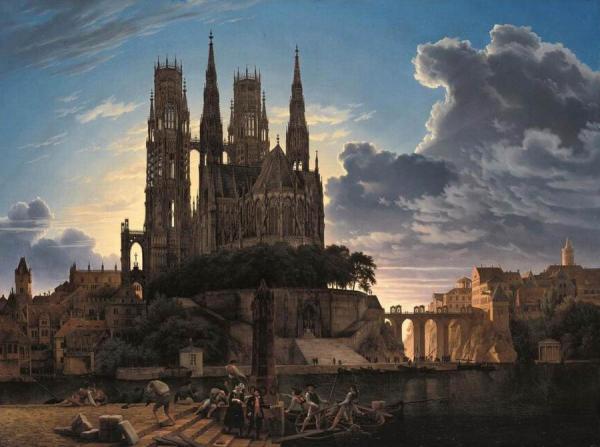 Medieval Town By Water by Karl Friedrich Schinkel Oil Painting Reproductions
