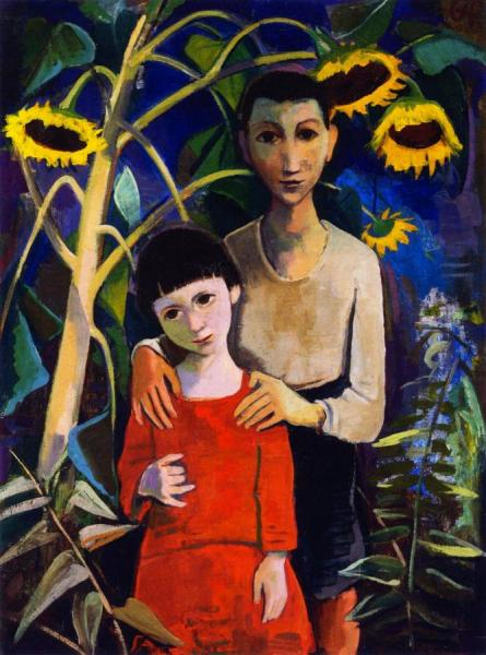 Karl Hofer Children Under Sunflowers