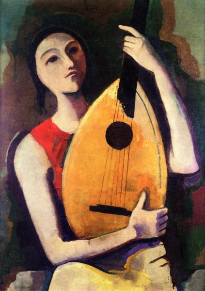 Girl With A Lute by Karl Hofer