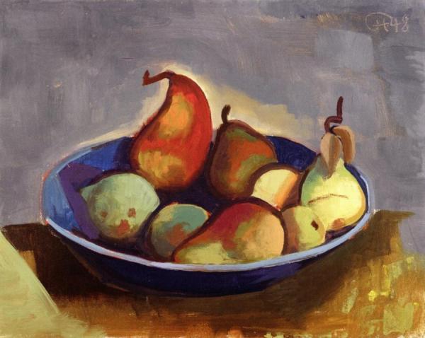 Pears In A Blue Bowl by Karl Hofer