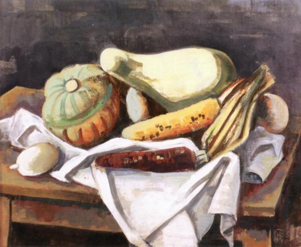 Still Life With Gourds And Corn by Karl Hofer