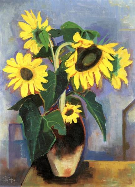 Karl Hofer Vase With Sunflowers
