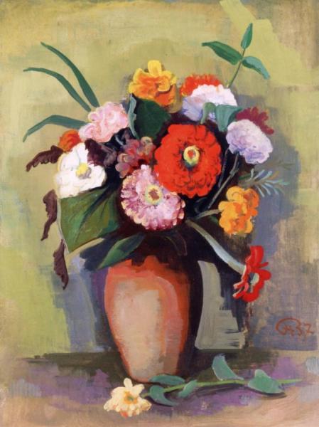 Vase With Zinnias by Karl Hofer Oil Painting Reproductions