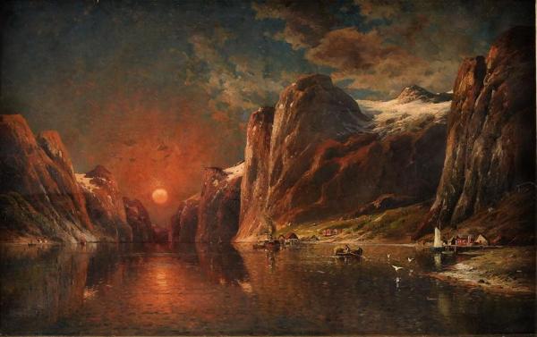 Norwegian Fjord by Karl Kaufmann Oil Painting Reproductions