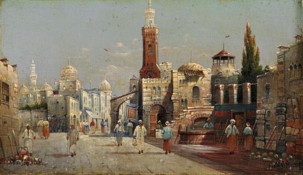Street Scene, Cairo (straßenansicht In Kairo) by Karl Kaufmann Oil Painting Reproductions
