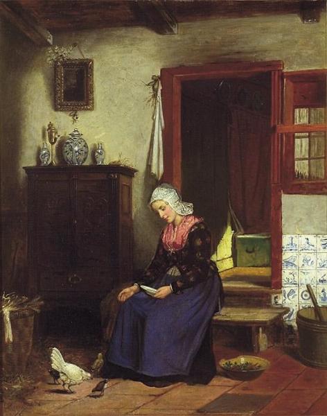 Kitchen Interior With Woman And Chickens by Karl Lorck