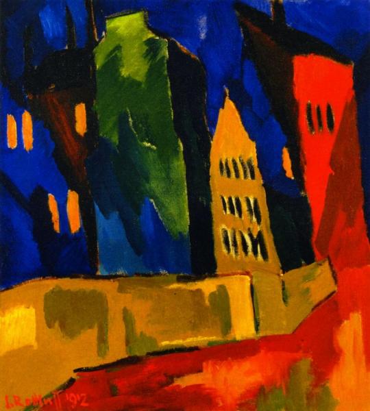 Houses At Night by Karl Schmidt-rottluff Oil Painting Reproductions