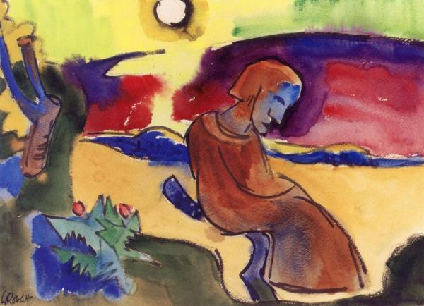 Landscape With Seated Figure by Karl Schmidt-rottluff