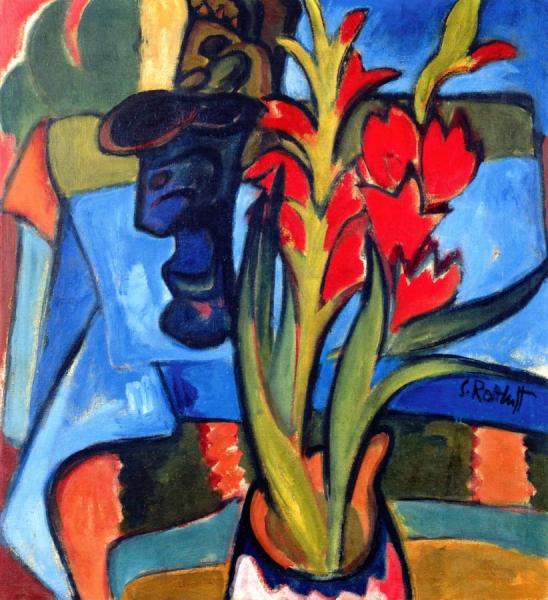 Still Life With Red Flowers by Karl Schmidt-rottluff