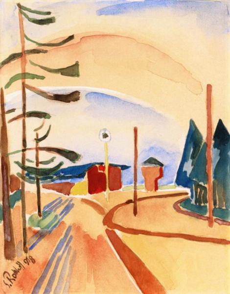 Street With Sheds And Trees by Karl Schmidt-rottluff Oil Painting Reproductions