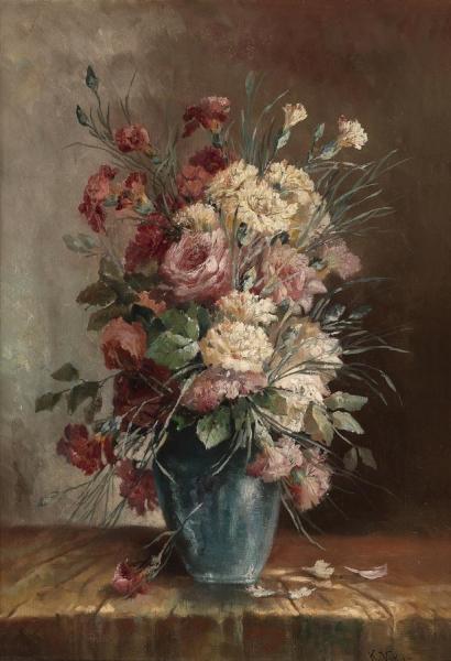 Carnations In Vase by Karl Vikas Oil Painting Reproductions