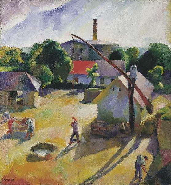 Village Scene by Karoly Patko