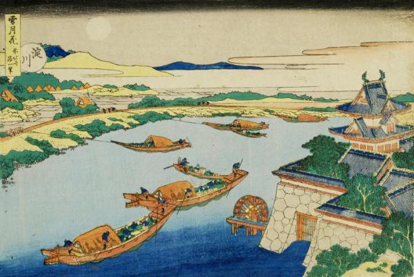 Boats In Moonlight by Katsushika Hokusai