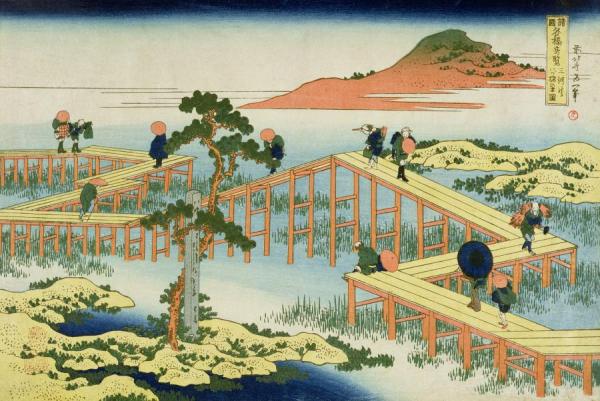 Eight Part Bridge,province Of Mucawa,japan by Katsushika Hokusai