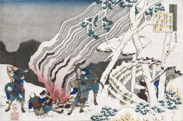 Hunters By A Fire In The Snow by Katsushika Hokusai