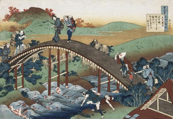 Sans Titre(personnages Traversant Un Pont En Arche),1839 by Katsushika Hokusai Oil Painting Reproductions