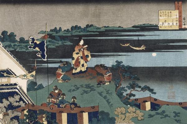 The Exiled Poet Nakamaro by Katsushika Hokusai