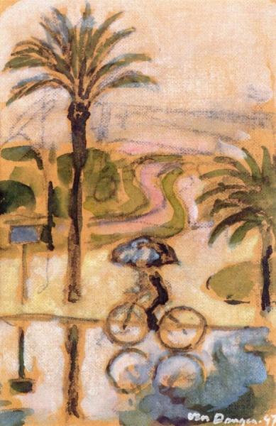 A Bicycle In The Rain by Kees Van Dongen