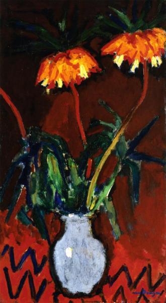 Flowers In A Blue Vase by Kees Van Dongen Oil Painting Reproductions