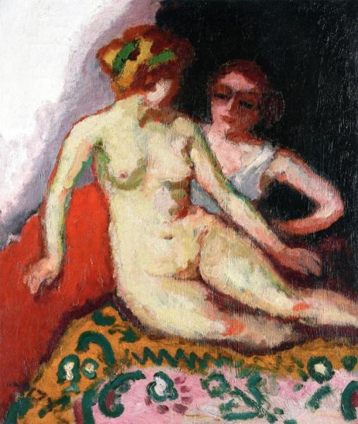 Nude And Woman In A Chemise by Kees Van Dongen