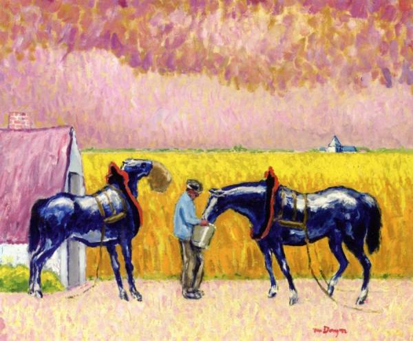 Peasant And Horses by Kees Van Dongen