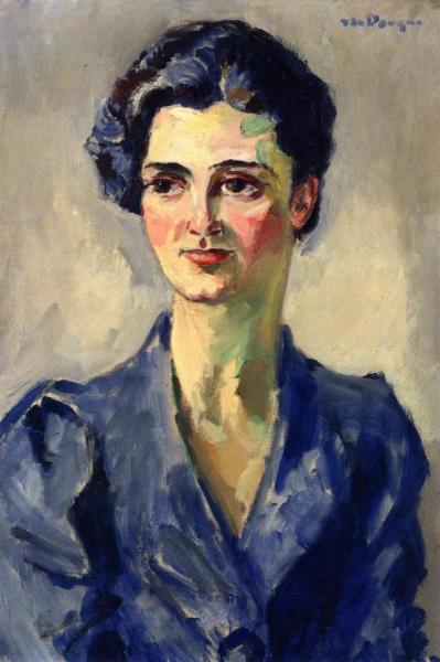 Portrait Of A Woman In A Blue Dress by Kees Van Dongen