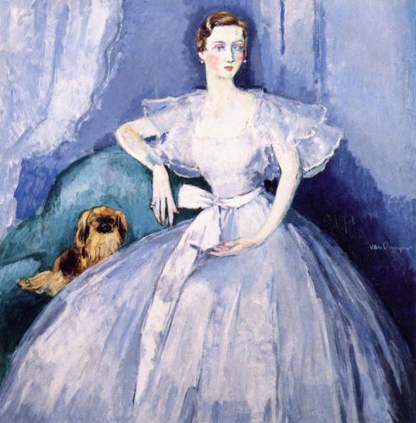 Portrait Of A Woman With A Little Dog by Kees Van Dongen