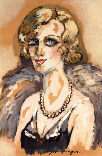 Portrait Of A Woman With A Pearl Necklace by Kees Van Dongen