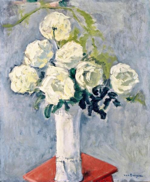 Seven White Roses by Kees Van Dongen Oil Painting Reproductions