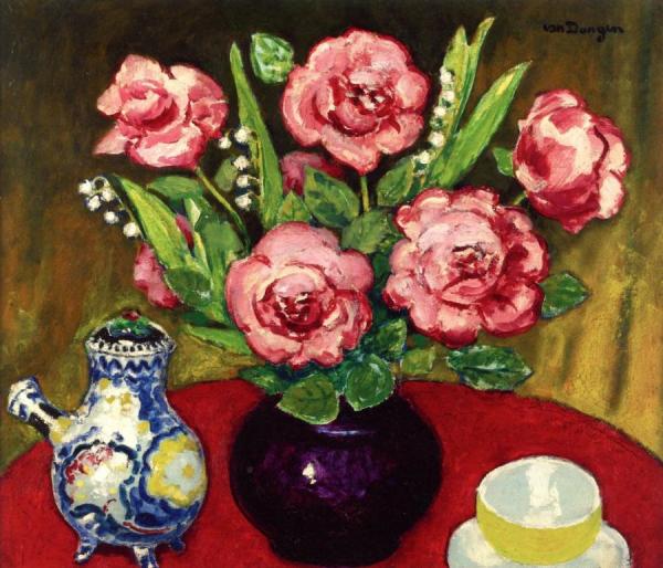 Still Life With Roses And Lily Of The Valley by Kees Van Dongen