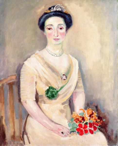 The Baroness Of D. With Bouquet Of Flowers by Kees Van Dongen