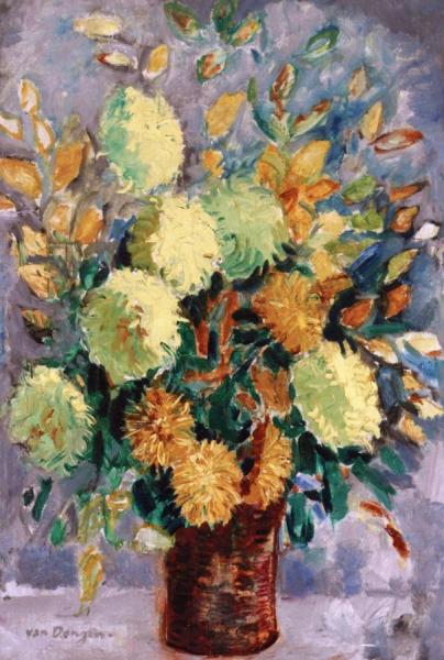 Vase Of Chrysanthemums by Kees Van Dongen