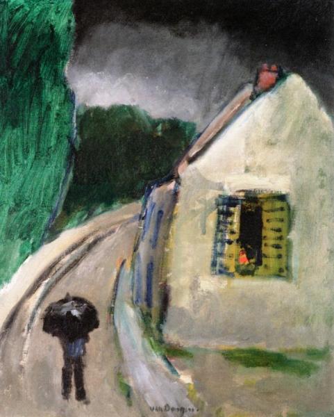 Village Street In The Rain by Kees Van Dongen