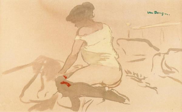 Woman Kneeling On A Bed by Kees Van Dongen