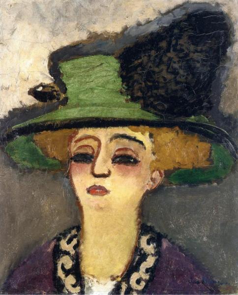 Woman With A Green Hat by Kees Van Dongen
