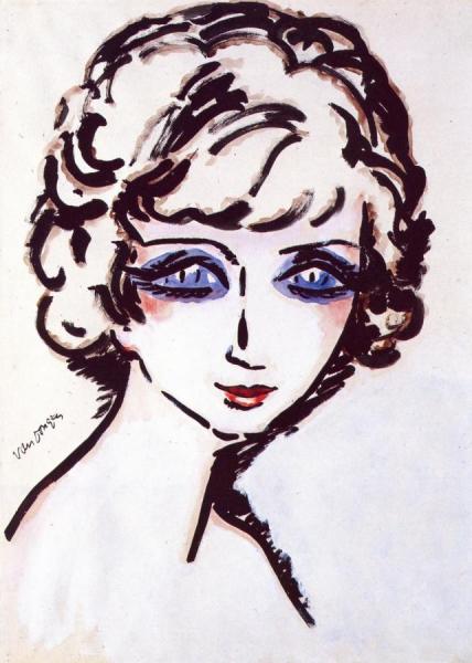 Woman With Blue Eyes by Kees Van Dongen Oil Painting Reproductions