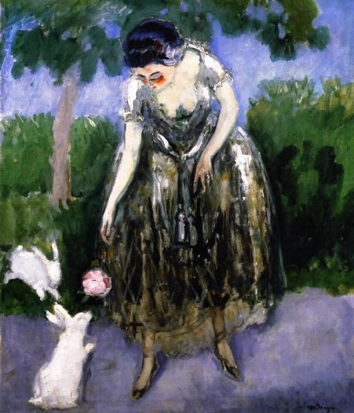 Woman With Rabbits by Kees Van Dongen Oil Painting Reproductions
