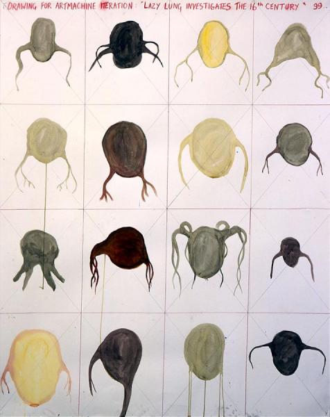 Drawing For Artmachine Iteration : Lazy Lung Investigates The 16th Century, 1999 by Keith Tyson