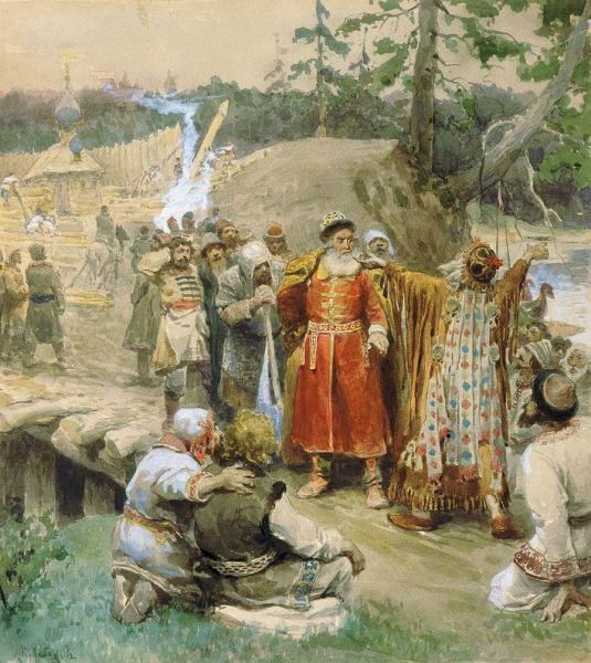 Russians Exploring New Lands by Klavdi Vasilievich Lebedev Oil Painting Reproductions
