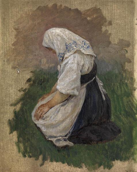 Study Of A Kneeling Woman by Klavdi Vasilievich Lebedev