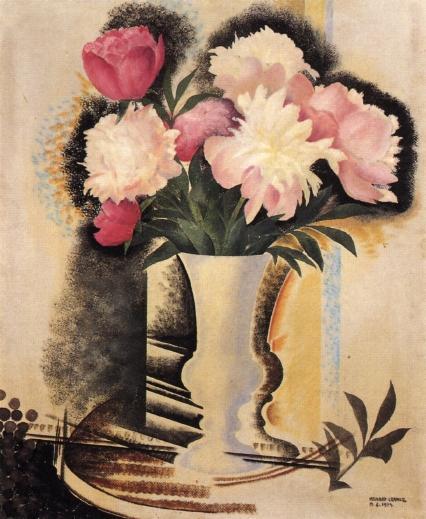 Peonies With White Vase by Konrad Cramer