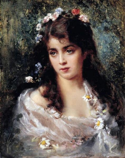 Girl Dressed As Flora by Konstantin Egorovich Makovsky