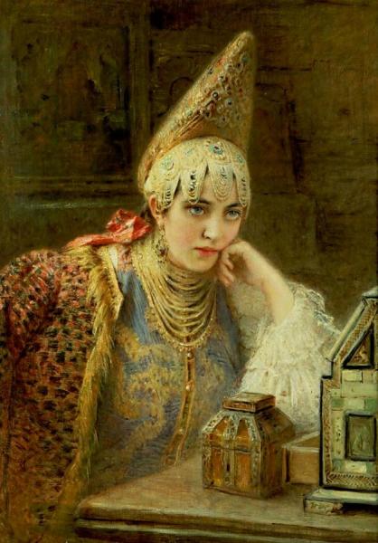 The Young Bride by Konstantin Egorovich Makovsky Oil Painting Reproductions