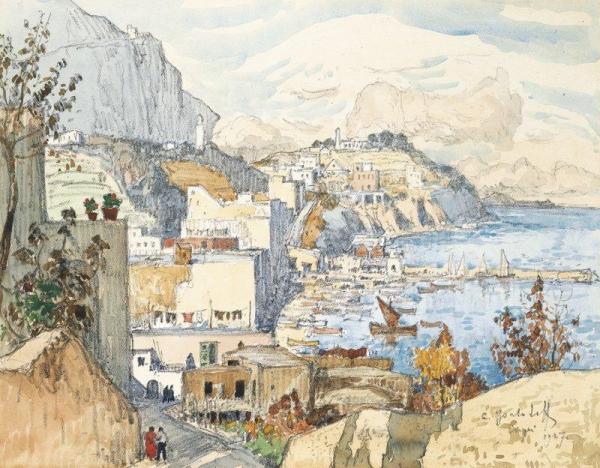 A View Of Capri by Konstantin Gorbatov Oil Painting Reproductions