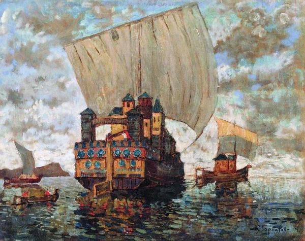 Barges by Konstantin Gorbatov Oil Painting Reproductions