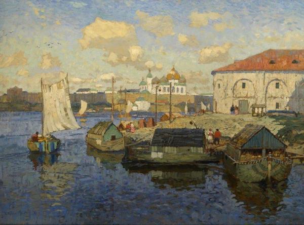 Barges In Novgorod by Konstantin Gorbatov