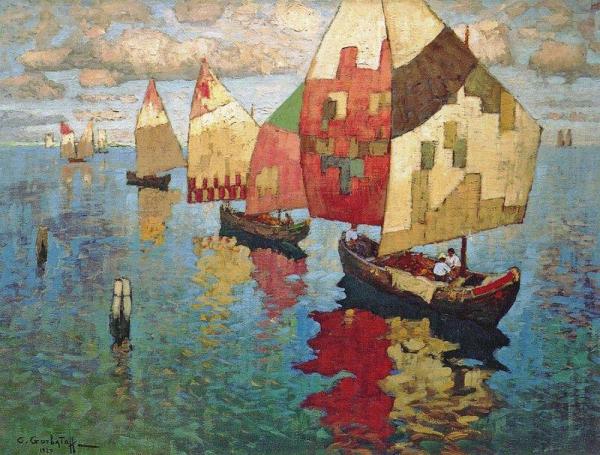 Sailboats by Konstantin Gorbatov Oil Painting Reproductions