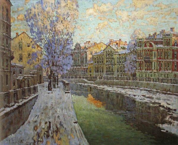 The Griboedov Canal In St.petersburg by Konstantin Gorbatov Oil Painting Reproductions
