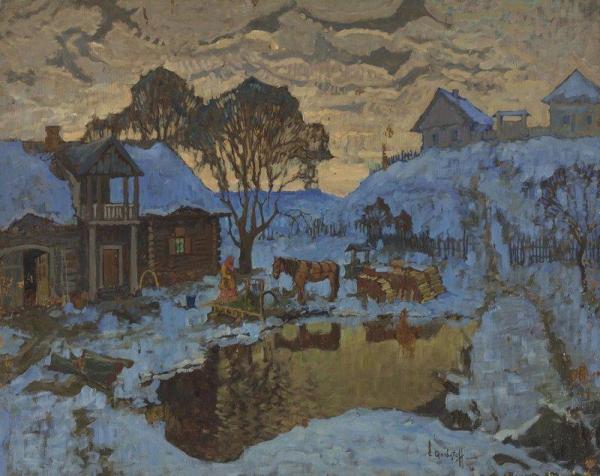 Village. Winter Twilight by Konstantin Gorbatov