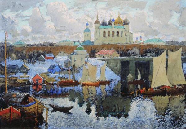 Novgorod, Wharf, 1919 by Konstantin Gorbatov